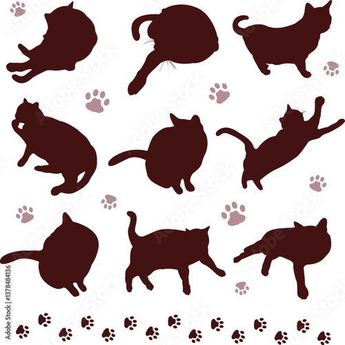 猫のシルエットのセット