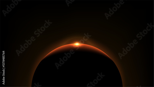 Planet Sunrise over the globe and glowing orange flare on the horizon