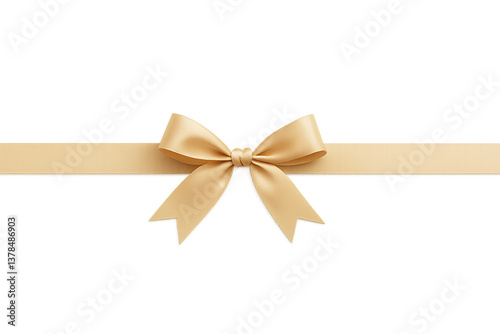 Champagne gold ribbon and bow on transparent background – 透過背景にシャンパンゴールドのリボンとリボン結び

