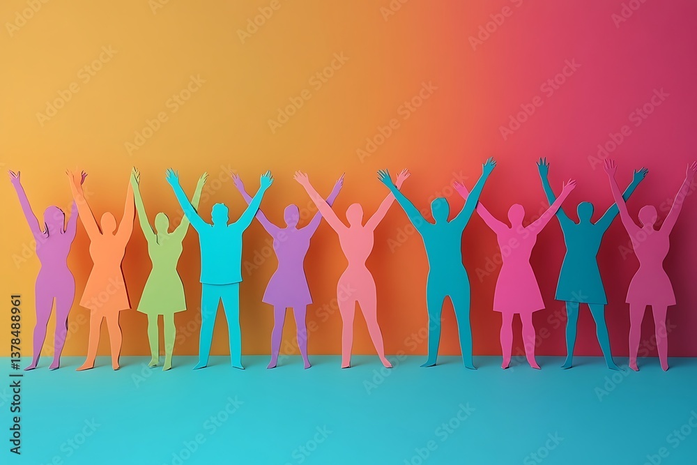 Colorful People Group Celebrating Unity Colorful People Group Celebrating Unity