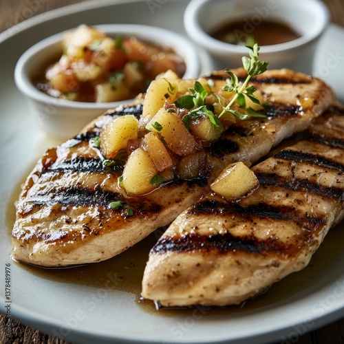 Grilled Chicken with Sweet Apple Salsa and Dipping Sauce