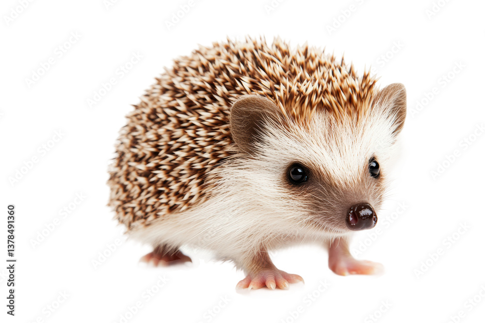 Adorable hedgehog with spiky quills on white background, cut out Adorable hedgehog with spiky quills on white background, cut out