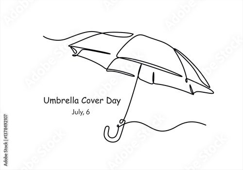One Continuous line drawing of umbrella. line art of umbrella cover day good for umbrella cover day celebrate. line art. illustration. Editable stroke.