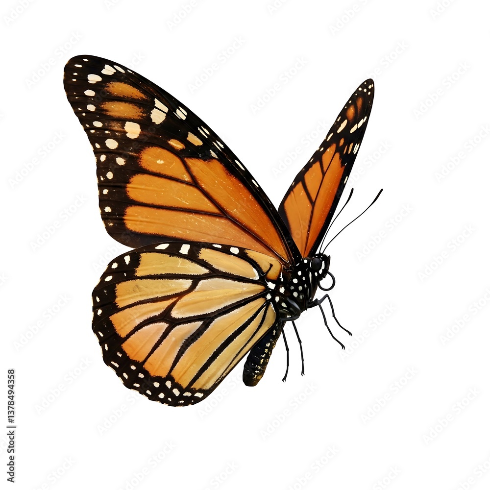 Fototapeta premium Black and orange viceroy butterfly isolated on white