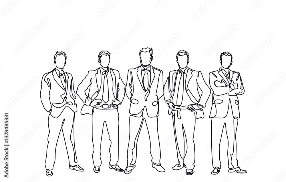 Continuous one line drawing of young office workers, business teamwork concept.Editable stroke. Doodle vector illustration Continuous one line drawing of young office workers, business teamwork concept.Editable stroke. Doodle vector illustration