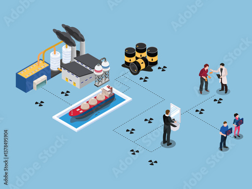 Industrial Pollution and Environmental Impact - 3D Isometric