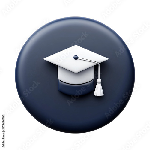 3D Graduation Cap Icon for Education and Learning Concepts. Isolated On Transparent Background