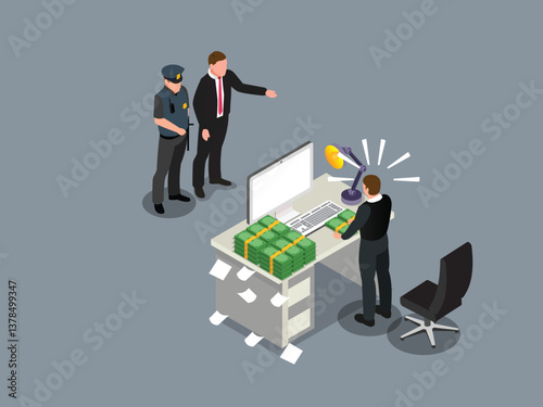 Financial Crime Investigation - 3D Isometric Illustration