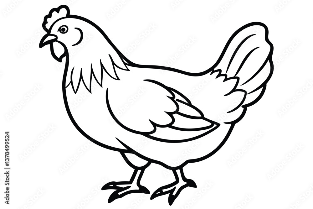 Hen Silhouette with Bold Outline on Transparent Background Hen Silhouette with Bold Outline on Transparent Background