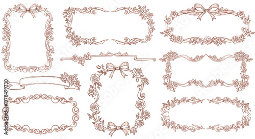 Elegant collection of rose floral frames, perfect for adding a touch of vintage charm to your designs.