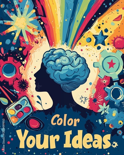 Color Your Ideas Rainbow Illustration -  Creative thinking, design inspiration, positive message