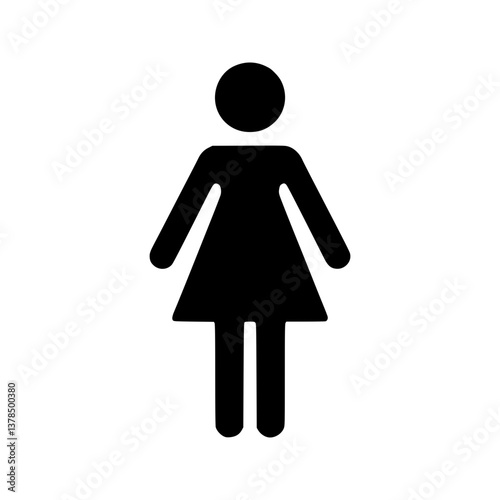 Women's Restroom Icon as Black Silhouette