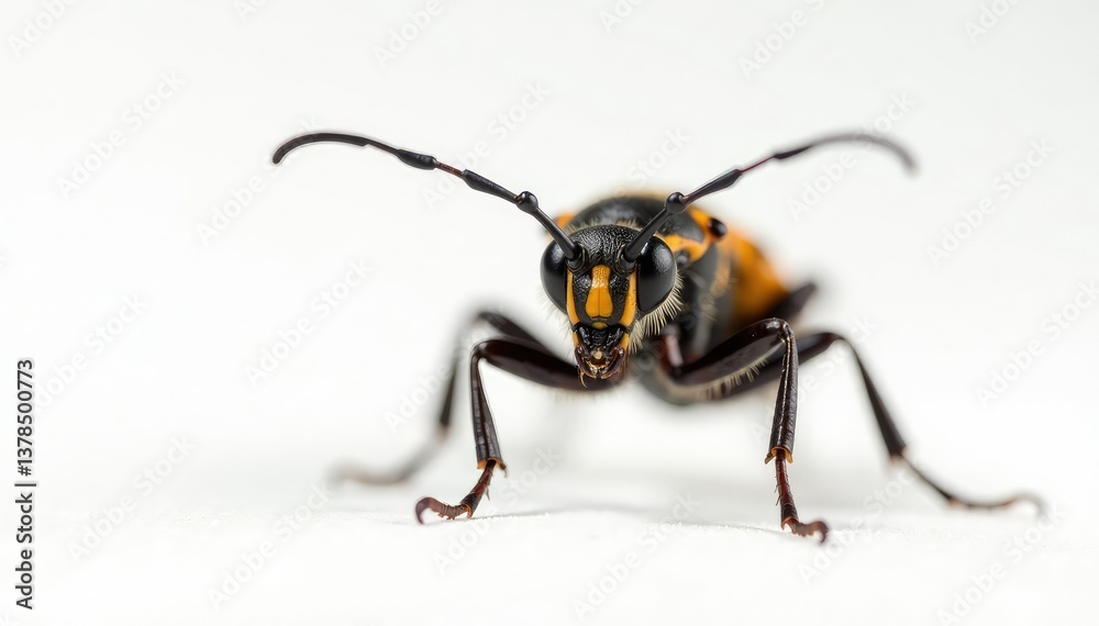 Close-up of single insect on pure white background, spider, dark Close-up of single insect on pure white background, spider, dark