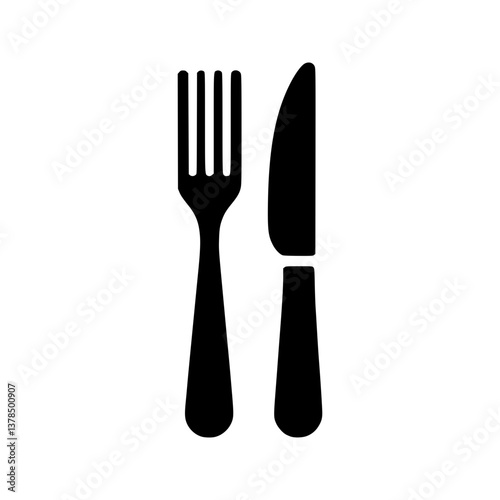 Black Silhouette of a Fork and Knife Representing Dining Essentials