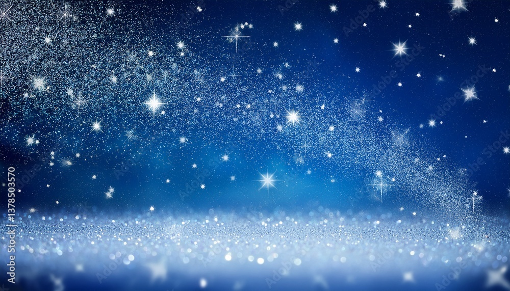 Obraz premium a dreamy starry night ambiance formed by fine silver glitter on a rich blue gradient background