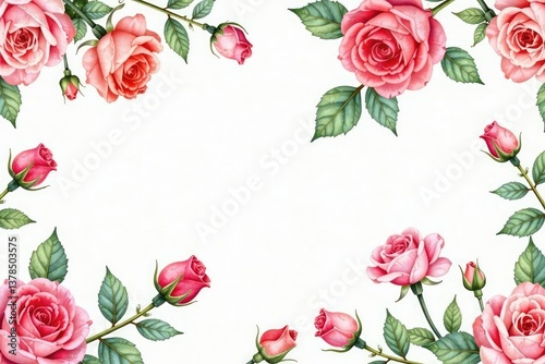 Wallpaper Mural Delicate watercolor roses & buds, seamless repeat, floral pattern, flowers, pretty Torontodigital.ca