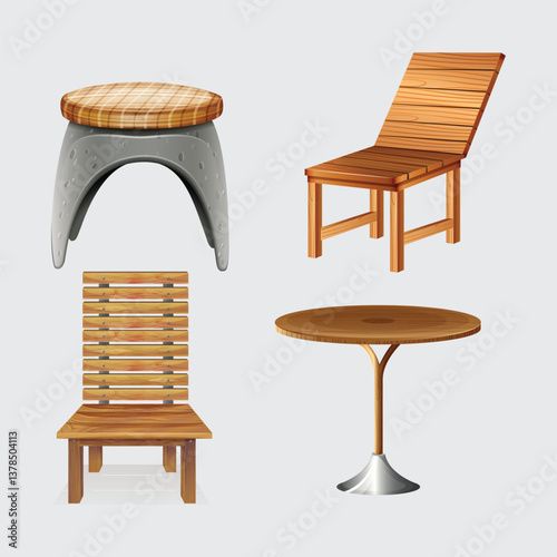 wooden chair and table