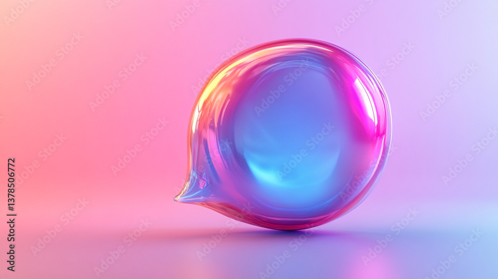 A 3D glossy gradient speech bubble icon with vibrant blue and pink tones, symbolizing digital communication and modern UI design, isolated on a bright, empty background with a simple, clean tone.
A 3D glossy gradient speech bubble icon with vibrant blue and pink tones, symbolizing digital communication and modern UI design, isolated on a bright, empty background with a simple, clean tone.
