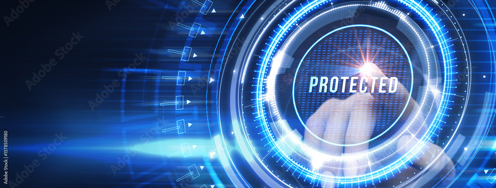 Cyber security data protection business technology privacy concept. Protected. Cyber security data protection business technology privacy concept. Protected.