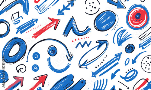A modern vector illustration of hand-drawn marker doodles, easily editable.