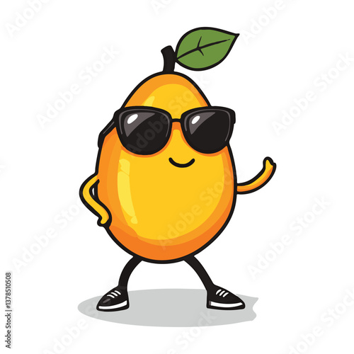 Cool Cartoon Mango Rock Star Vector Illustration