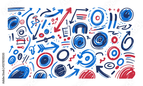 A modern vector illustration of hand-drawn marker doodles, easily editable.