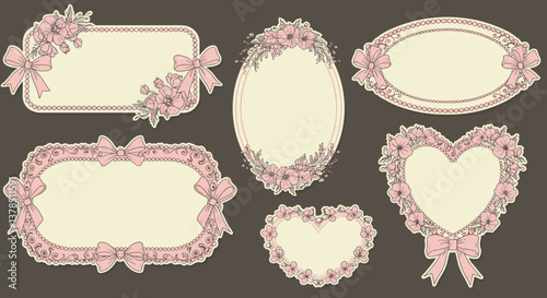 Wallpaper Mural Elegant floral frames with bows, perfect for design projects. Torontodigital.ca
