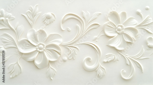 Elegant floral stucco background for wall decor, wedding invitation and greeting cards