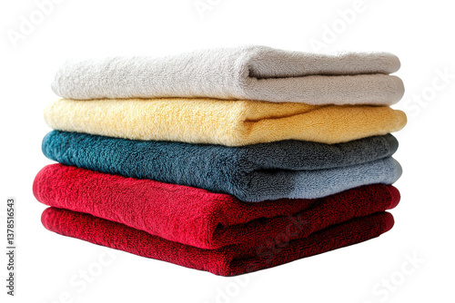 Stack of Colorful Towels with white background