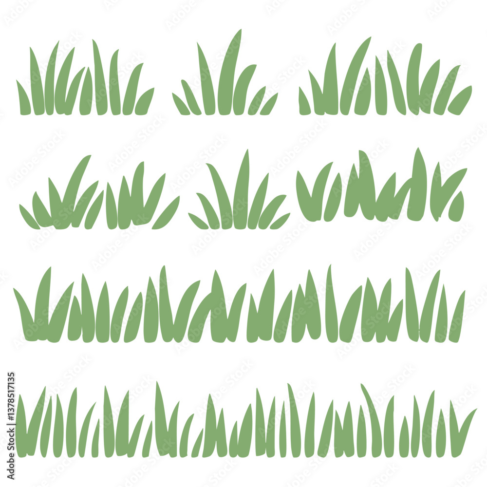 Fototapeta premium grass cartoon green shrubs bush drawing sketch