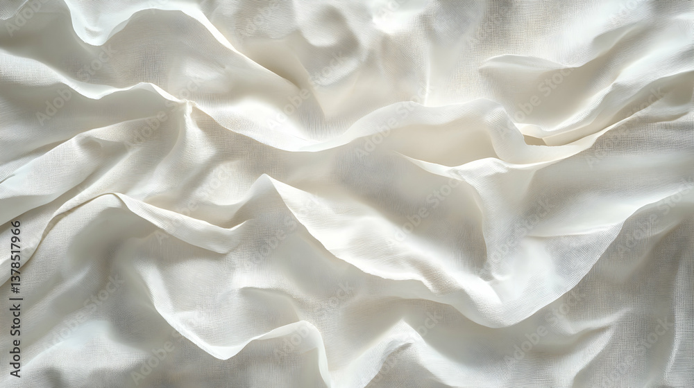Abstract flowing white fabric background with soft, light and elegant folds and ripples Abstract flowing white fabric background with soft, light and elegant folds and ripples