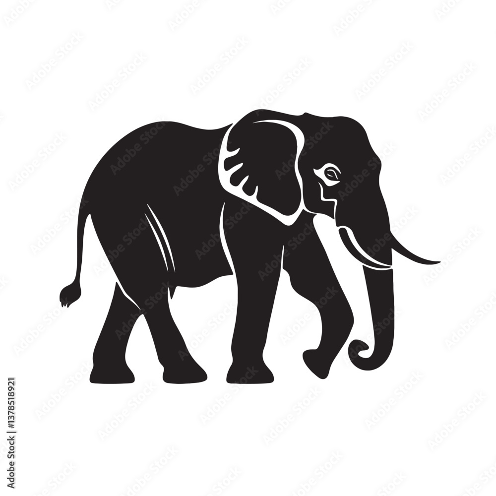 Obraz premium Elephant silhouette illustration walking on white background