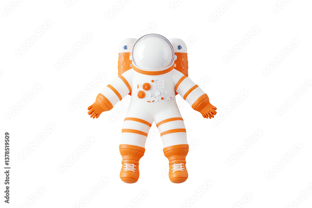 A stylized astronaut figure in a white and orange spacesuit, complete with a helmet and detailed features. A stylized astronaut figure in a white and orange spacesuit, complete with a helmet and detailed features.