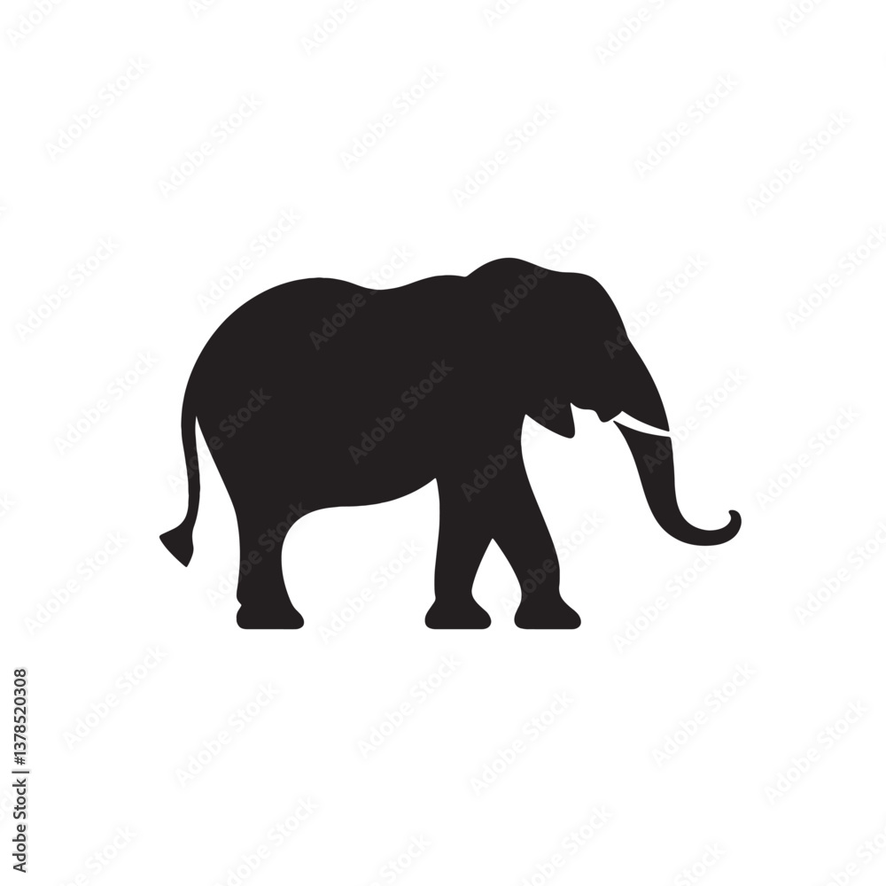 Fototapeta premium Vector illustration of an elephant walking in a white background