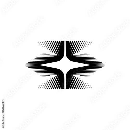 Minimalist Geometric Starburst Design in Black and White