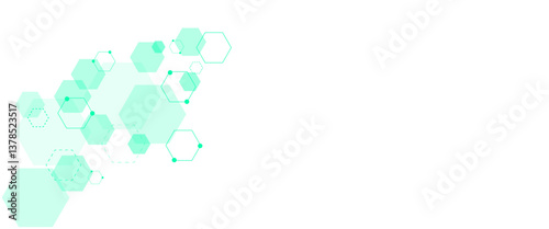 Vector hexagons soft green pattern. Geometric soft green abstract background with simple hexagonal elements. Medical, technology or science design