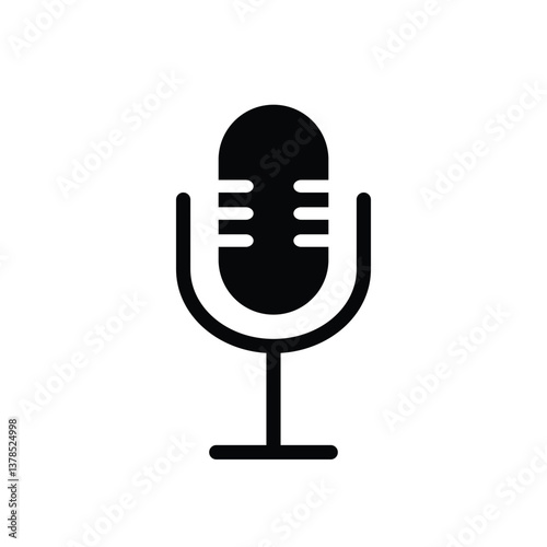 Vector illustration of microphone solid icon isolated on white background