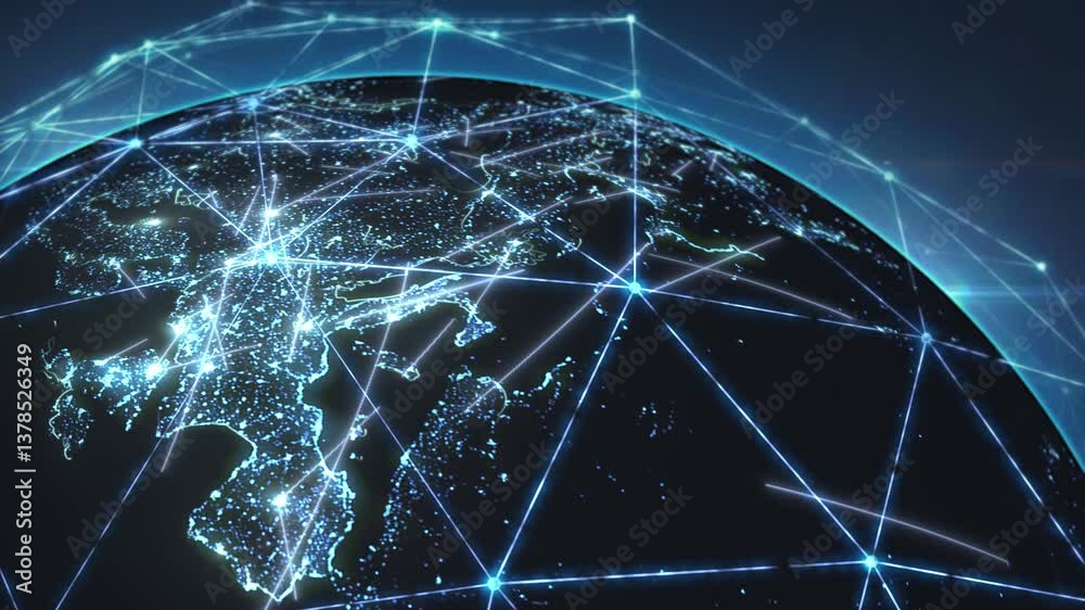 Global technologies connect the planet, creating a network of interactions. Worldwide data is visualized using cutting-edge methods, showcasing vast opportunities, connections and digital solutions.