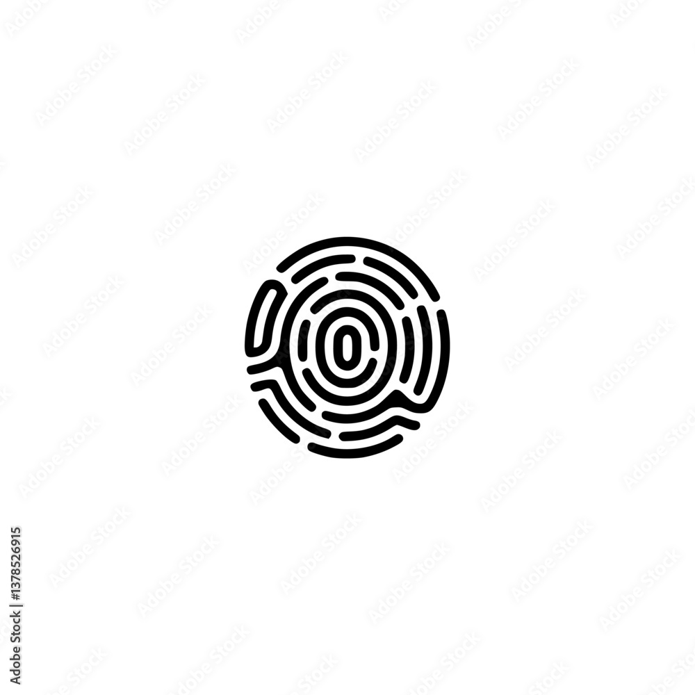 Minimalist Fingerprint Icon, Black & White, Security, Identity Minimalist Fingerprint Icon, Black & White, Security, Identity