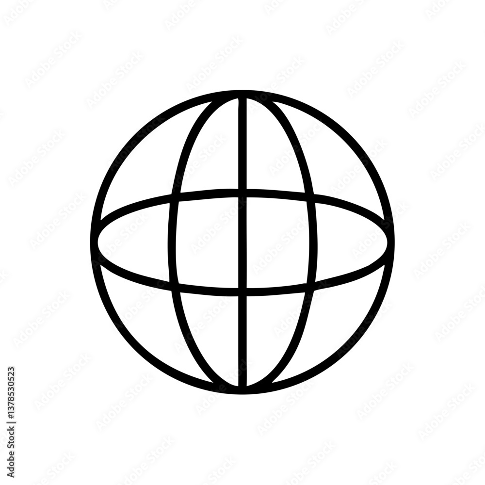 Wireframe Globe Model with Straight Lines Wireframe Globe Model with Straight Lines
