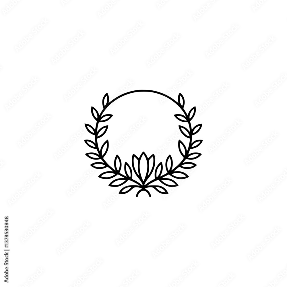 Obraz premium Minimalist Laurel Wreath Logo: Elegance & Celebration