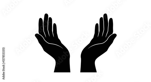 Two hands reaching upwards in a gesture of offering or prayer.