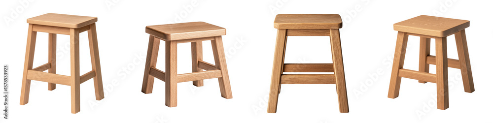 Handcrafted wooden step stool in a Japandi-inspired design Handcrafted wooden step stool in a Japandi-inspired design