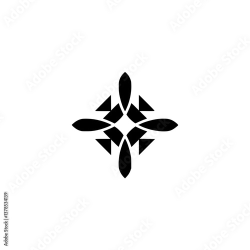 Wallpaper Mural Geometric Floral Logo in Black on White, Modern Design Element Torontodigital.ca