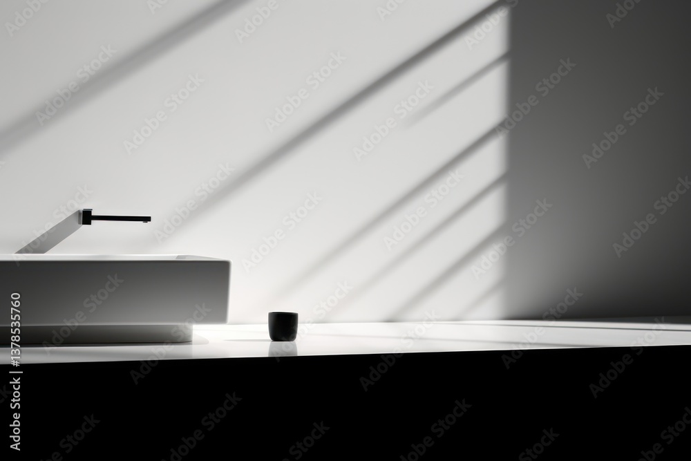 Fototapeta premium Bathroom sink monochrome darkness.