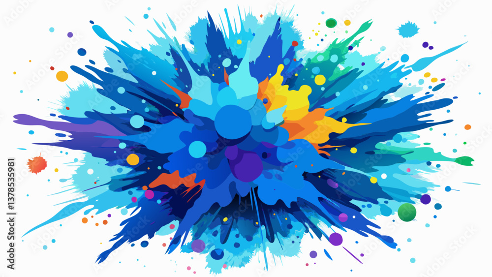 blue cyan holi paint color powder festival explosion isolated white background. industrial print concept background