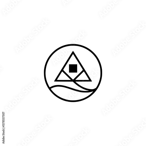 Free Download Minimalist Geometric Symbol: Circle, Triangle, Square, Wave, Black and White Design - GFXLoad