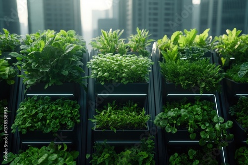 Lush greenery thrives in modern planters, showcasing urban garde