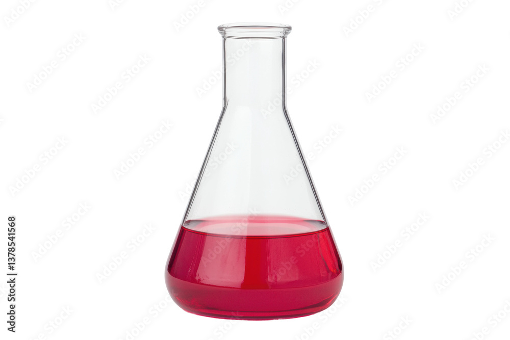 Transparent laboratory flask with red liquid for scientific experiments and analysis, cut out Transparent laboratory flask with red liquid for scientific experiments and analysis, cut out