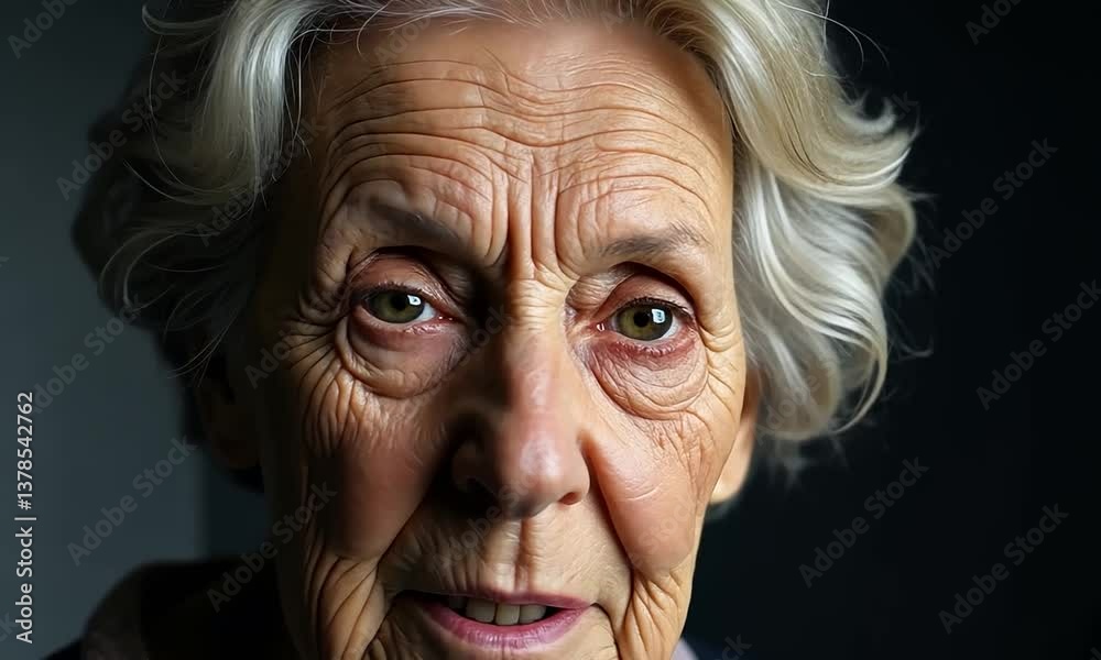 Close-up Portrait of an Elderly Woman with Expressive Eyes Close-up Portrait of an Elderly Woman with Expressive Eyes